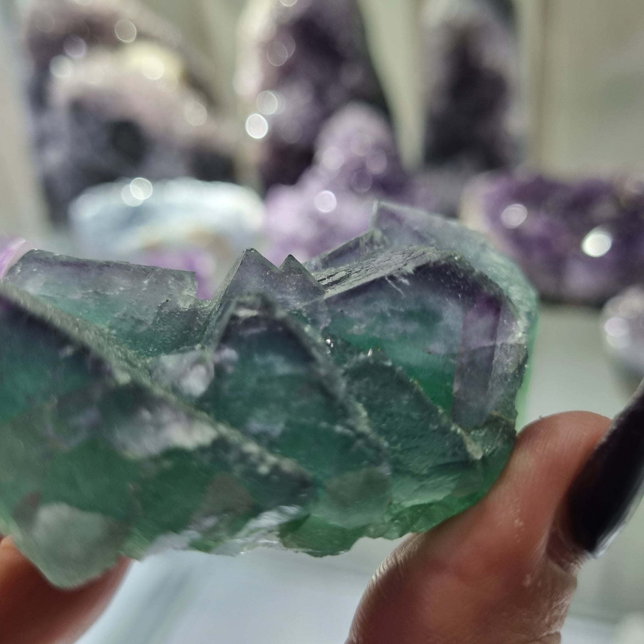 Green Fluorite With Purple Fluorite Specimen