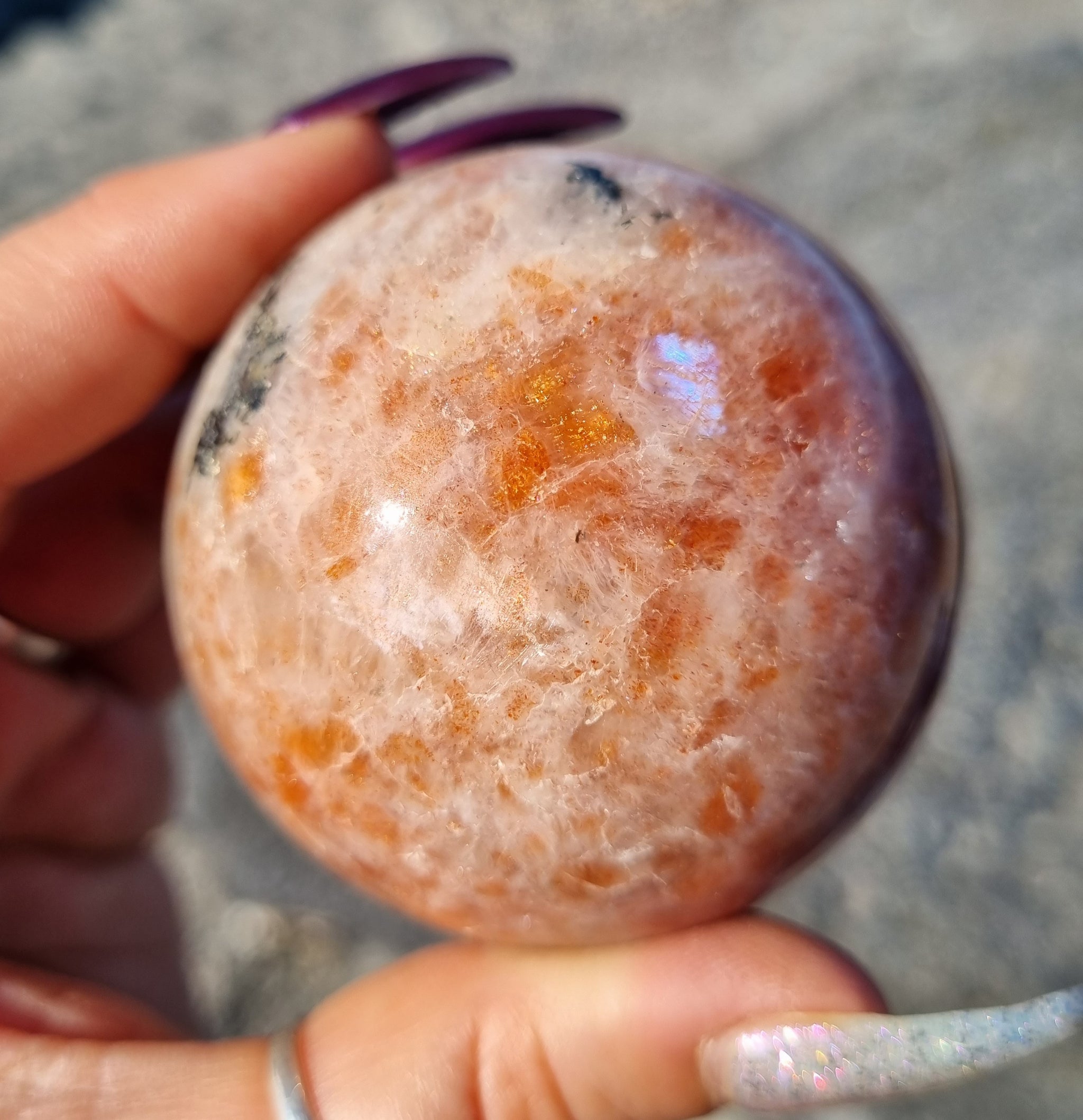 Golden Sunstone Sphere With Moonstone Flash